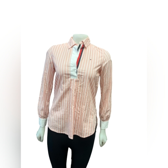 Tommy Hilfiger Pullover Light Pink and White Vertical Striped Size XXS - Picture 2 of 9
